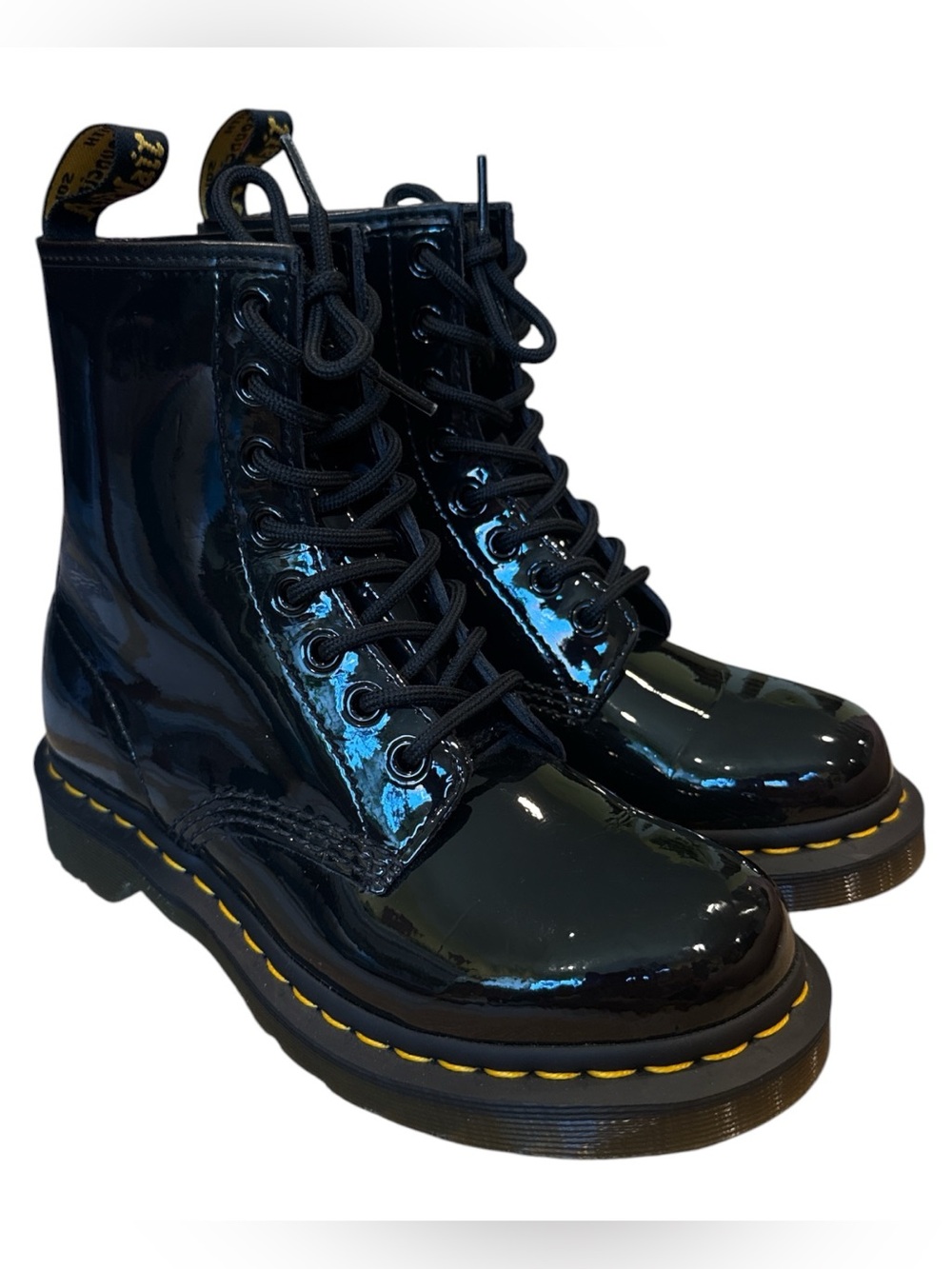 DR. MARTENS 11821 Patent Leather 1460 Combat Boots Black Women’s Sz 6 New No Box